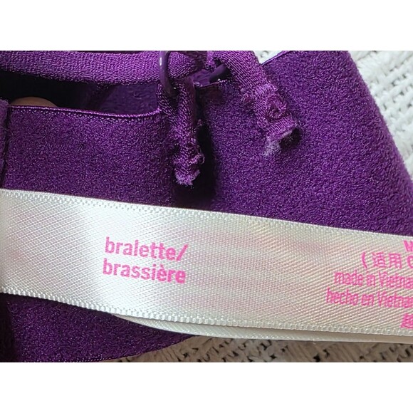 Victoria's Secret Bralette Medium Purple Lace Floral Halter Adjustable - Picture 4 of 12